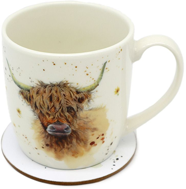 Jan Pashley Highland Cow Mug And Coaster Set