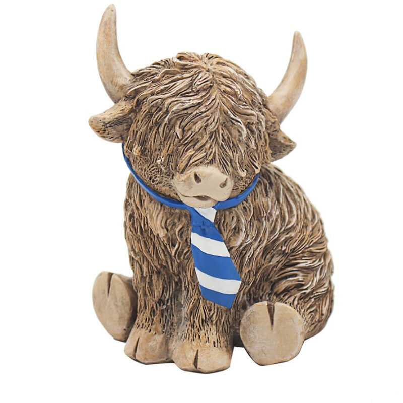 Happy Highland Cow Blue Tie