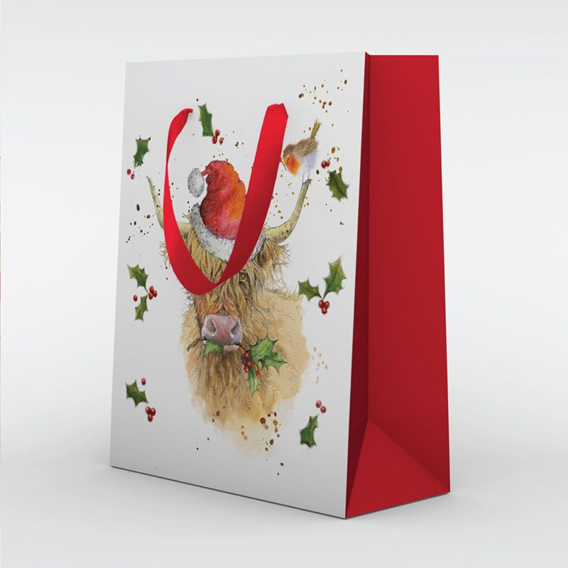 Jan Pashley Christmas Highland Cow Gift Bag
