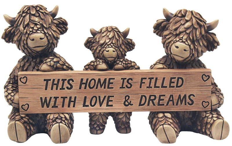 Hughie Highland Family Cows & Plaque