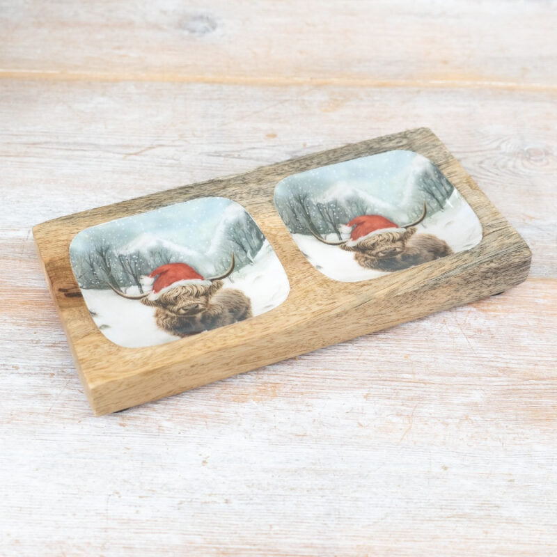 Snow Highland Cow Double Tray