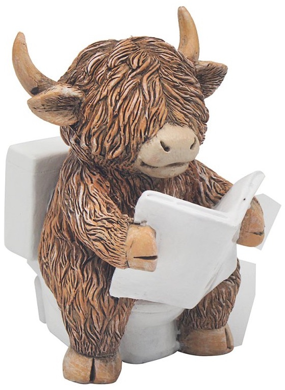 Highland Cow Reading Figure