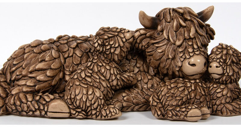 Hughie Highland Cow & Babies Ornament