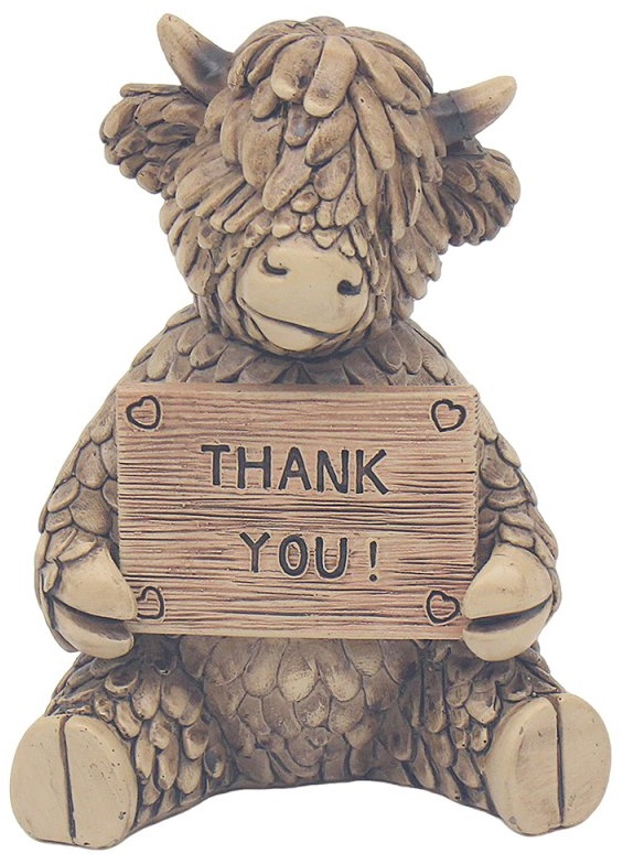 Hughie Highland Cow Thank You Sign