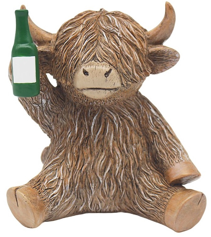 Highland Cow With Beer Bottle