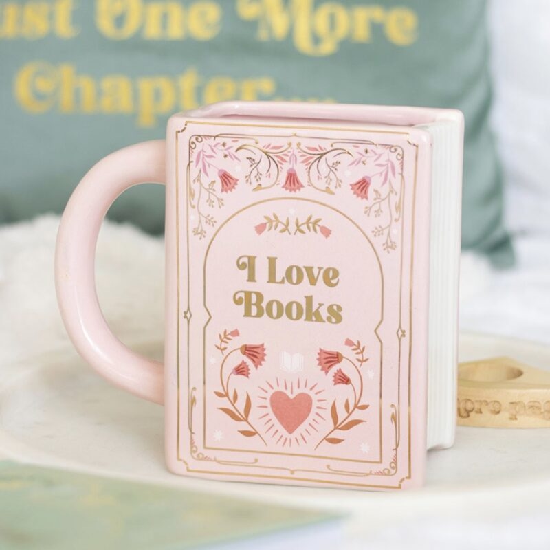 I Love Books Pink Shaped Mug