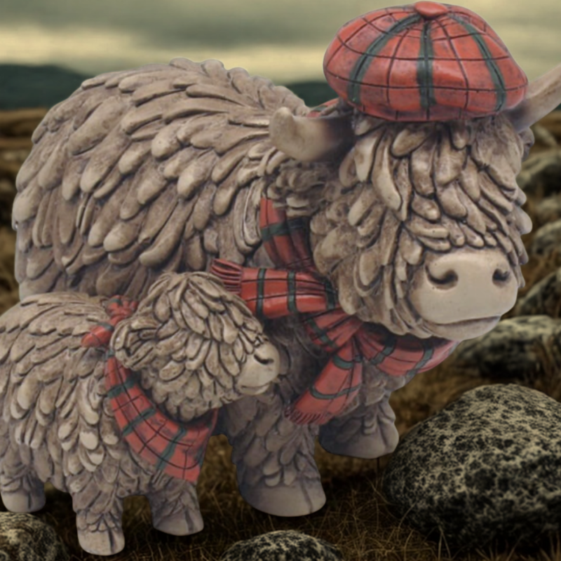 Highland Cow And Baby