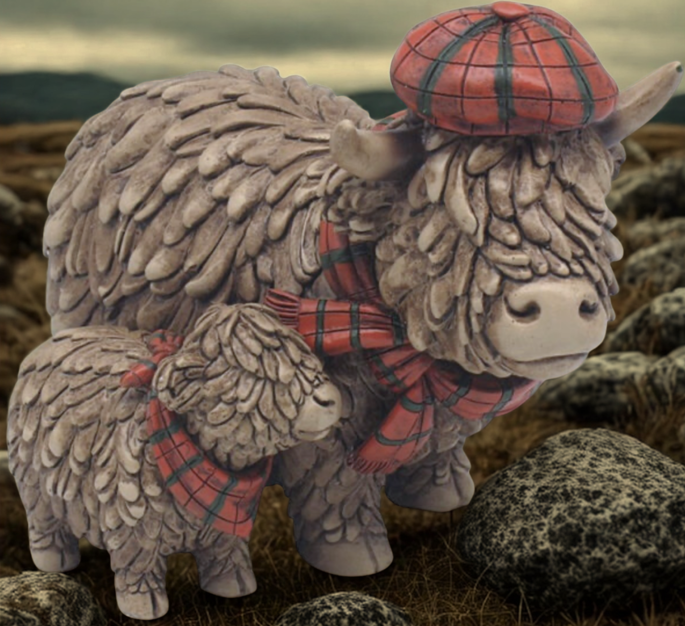 Highland Cow And Baby