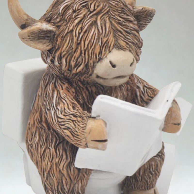 Highland Cow Reading Figure
