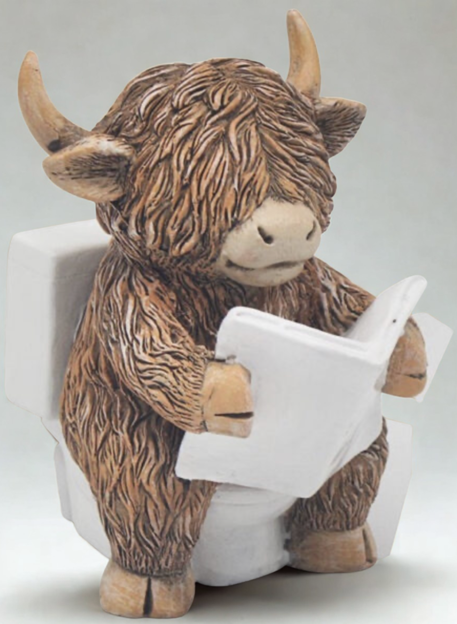 Highland Cow Reading Figure