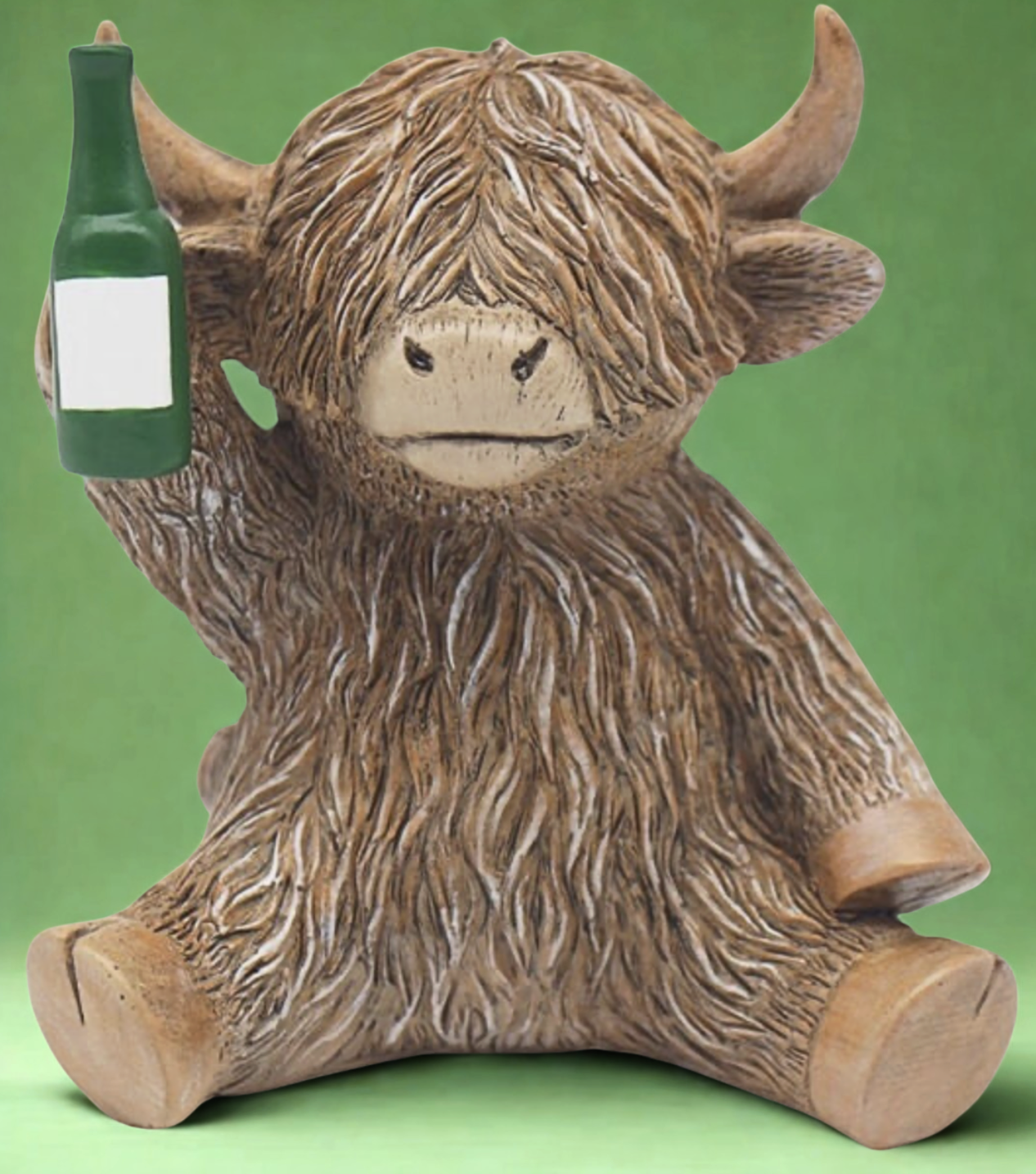 Highland Cow With Beer Bottle