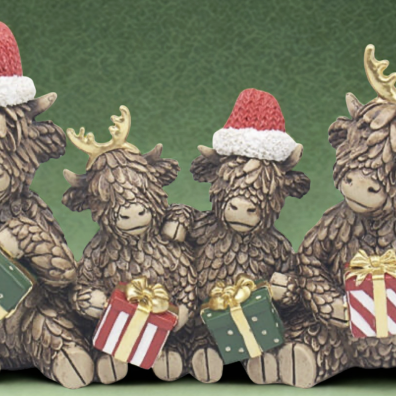 Cow Family Holding Gifts