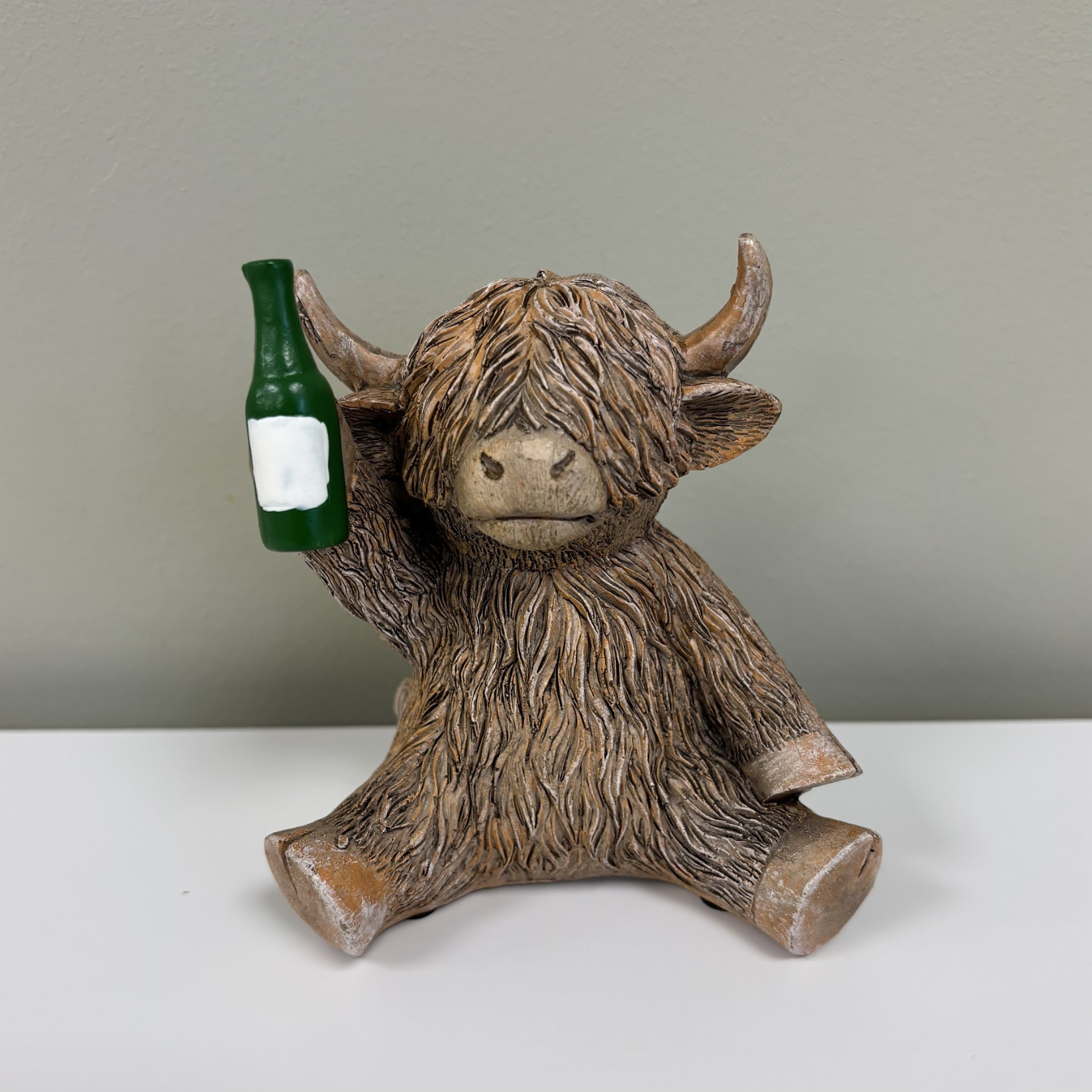 Highland Cow With Beer Bottle