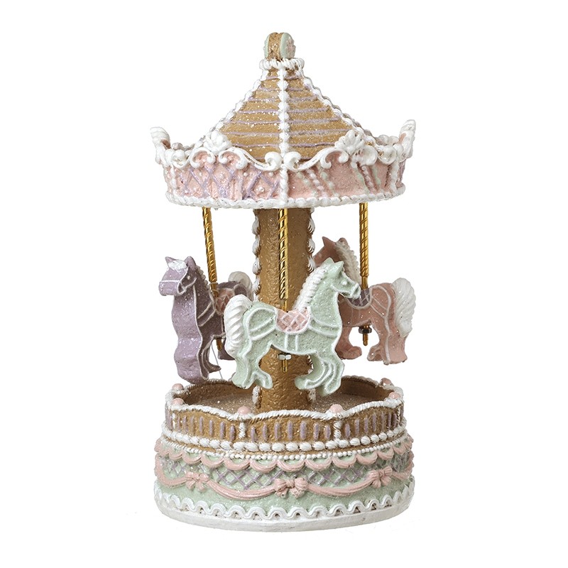 Pink Resin Gingerbread Carousel Ornament