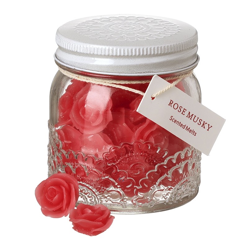 Pink Rose Melt In Glass Jar
