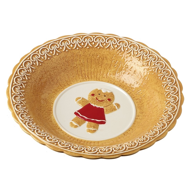 Gingerbread Girl In Red Dress Bowl