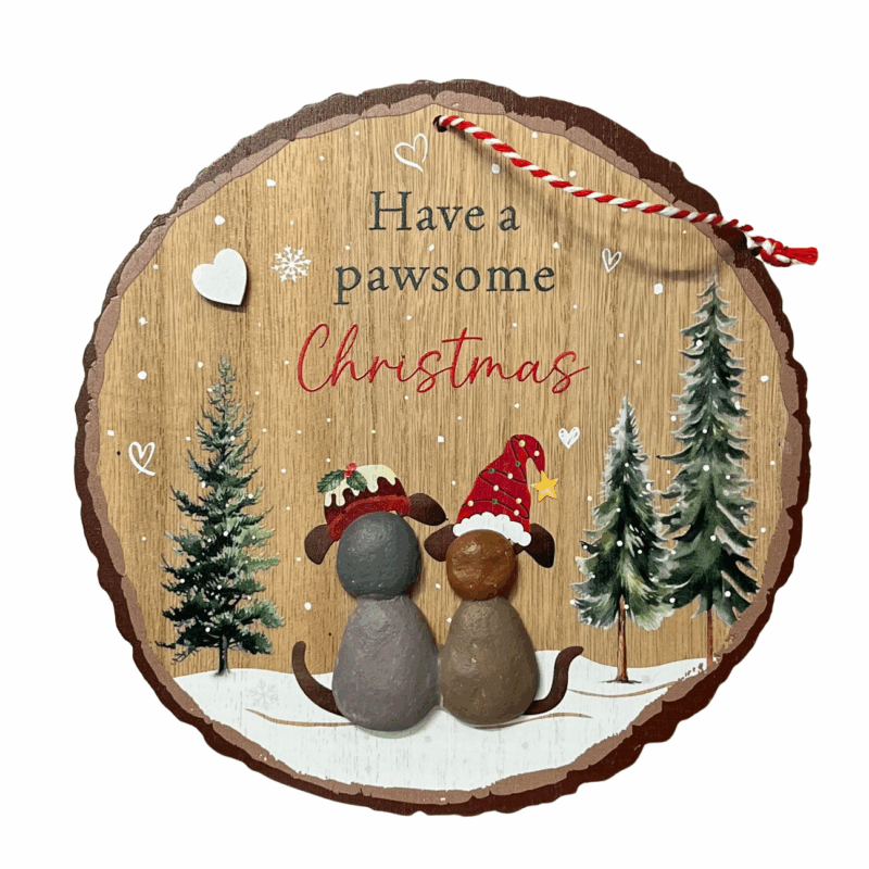 Festive Dog Pebble Hanger