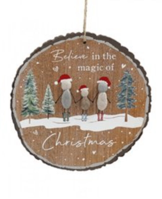 Xmas Believe Hanging Pebble Plaque