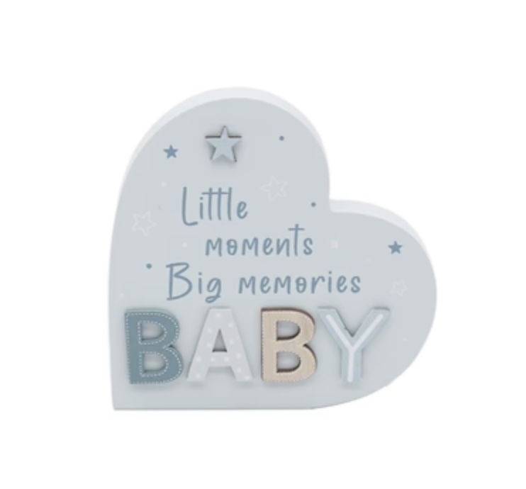Baby Standing Heart Plaque Blue