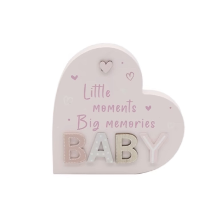 Baby Standing Heart Plaque Pink
