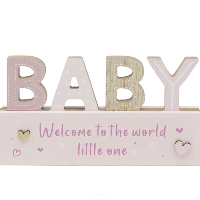 Pink Standing Baby Plaque