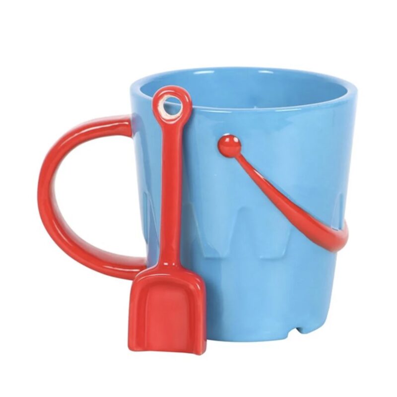 Bucket Shaped Ceramic Mug with Spade Spoon