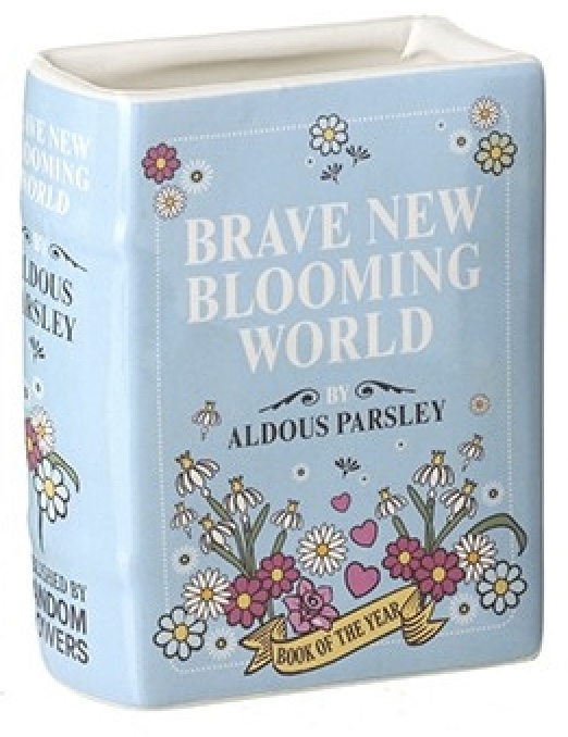 Ceramic Botanical Book Pen Pot Blue