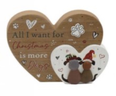 Dog Pebble Double Heart