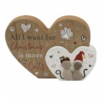 Cat Pebble Double Heart