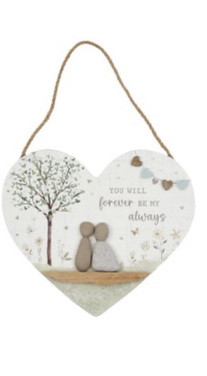 Hanging Pebble Love Heart Plaque