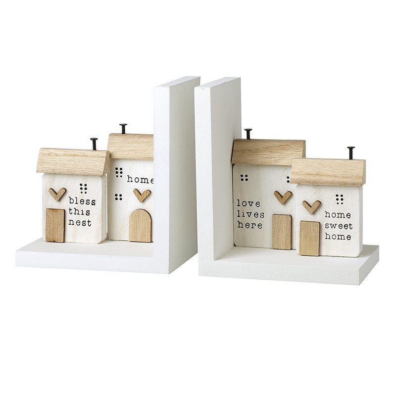 Wooden House Book Ends