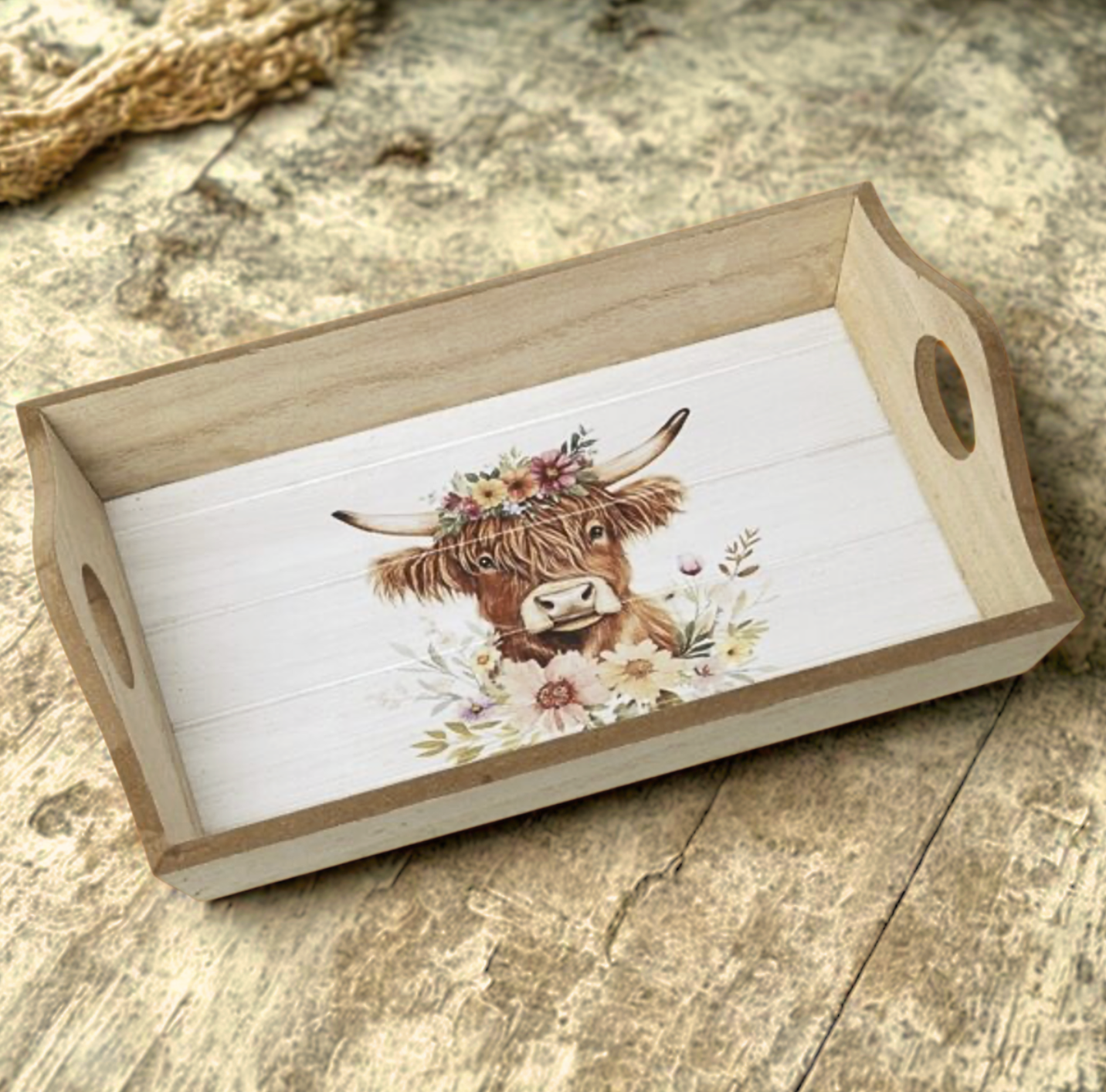 Highland Cow Wooden Tray