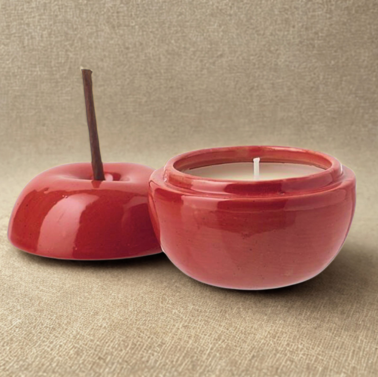 Porcelain Red Apple Candle