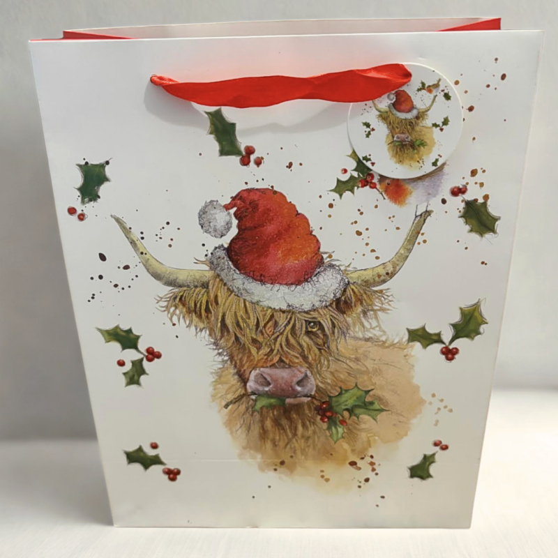 Highland Cow Christmas Gift Bag