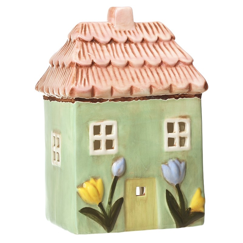 Ceramic Floral House T light Holder Large