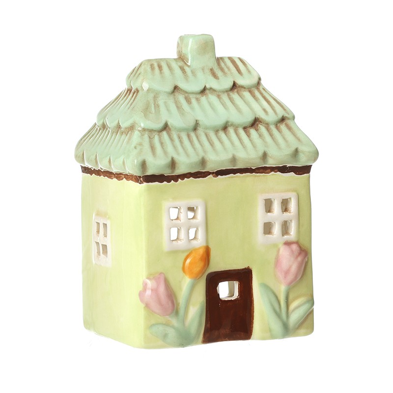 Ceramic Floral House T light Holder Small