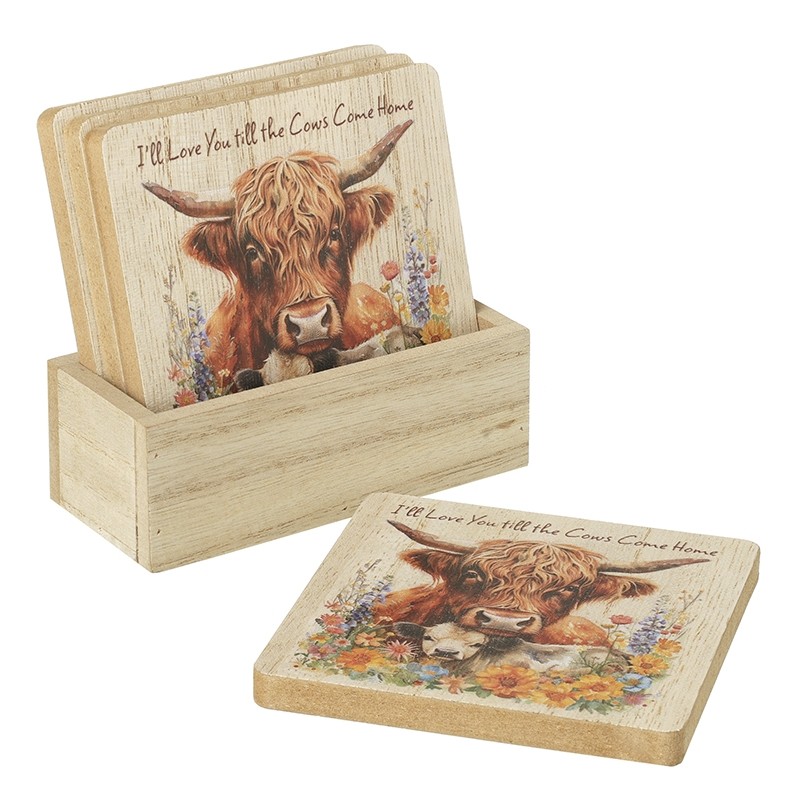 Highland Cow Wooden Coaster