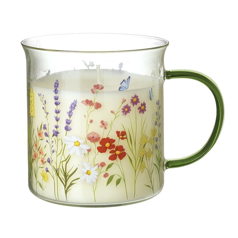Scented Candle In Floral Glass Mug