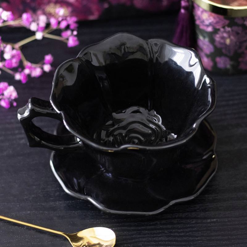 Black Teacup & Saucer
