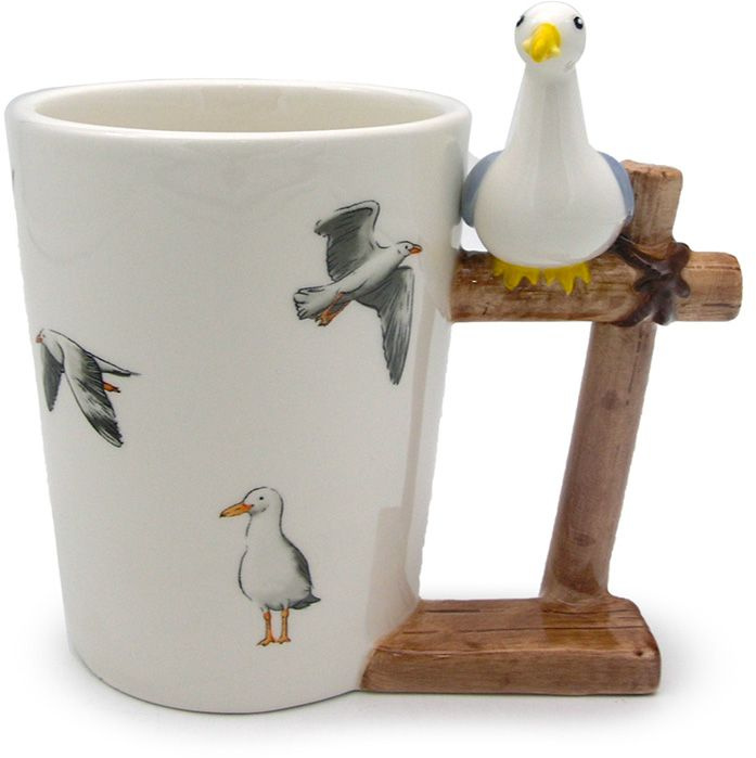 Seagull Mug With Wood Handle