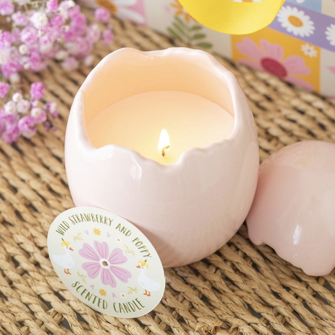 Strawberry & Poppy Egg Candle