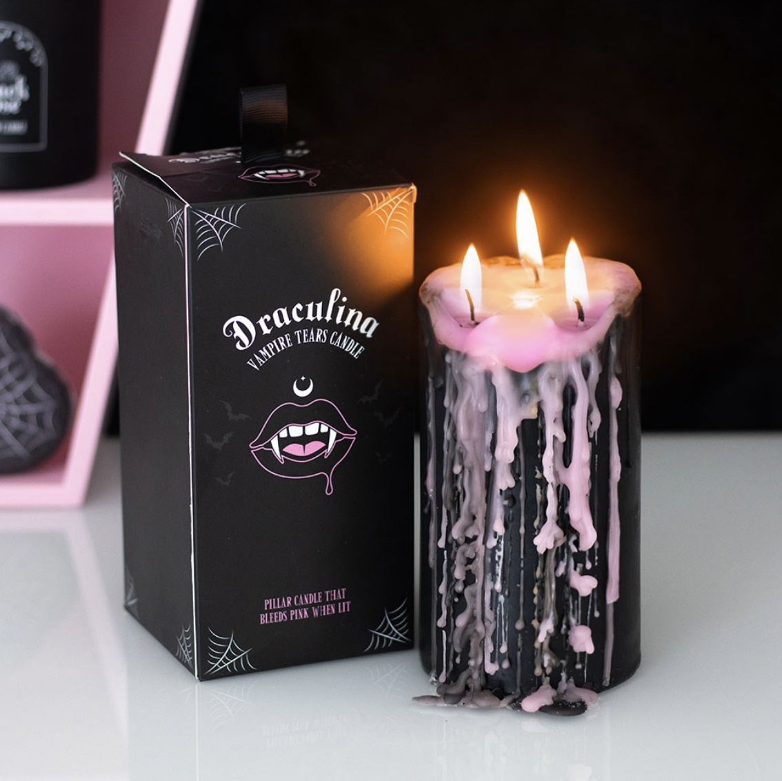Pink Vampire Pillar Candle