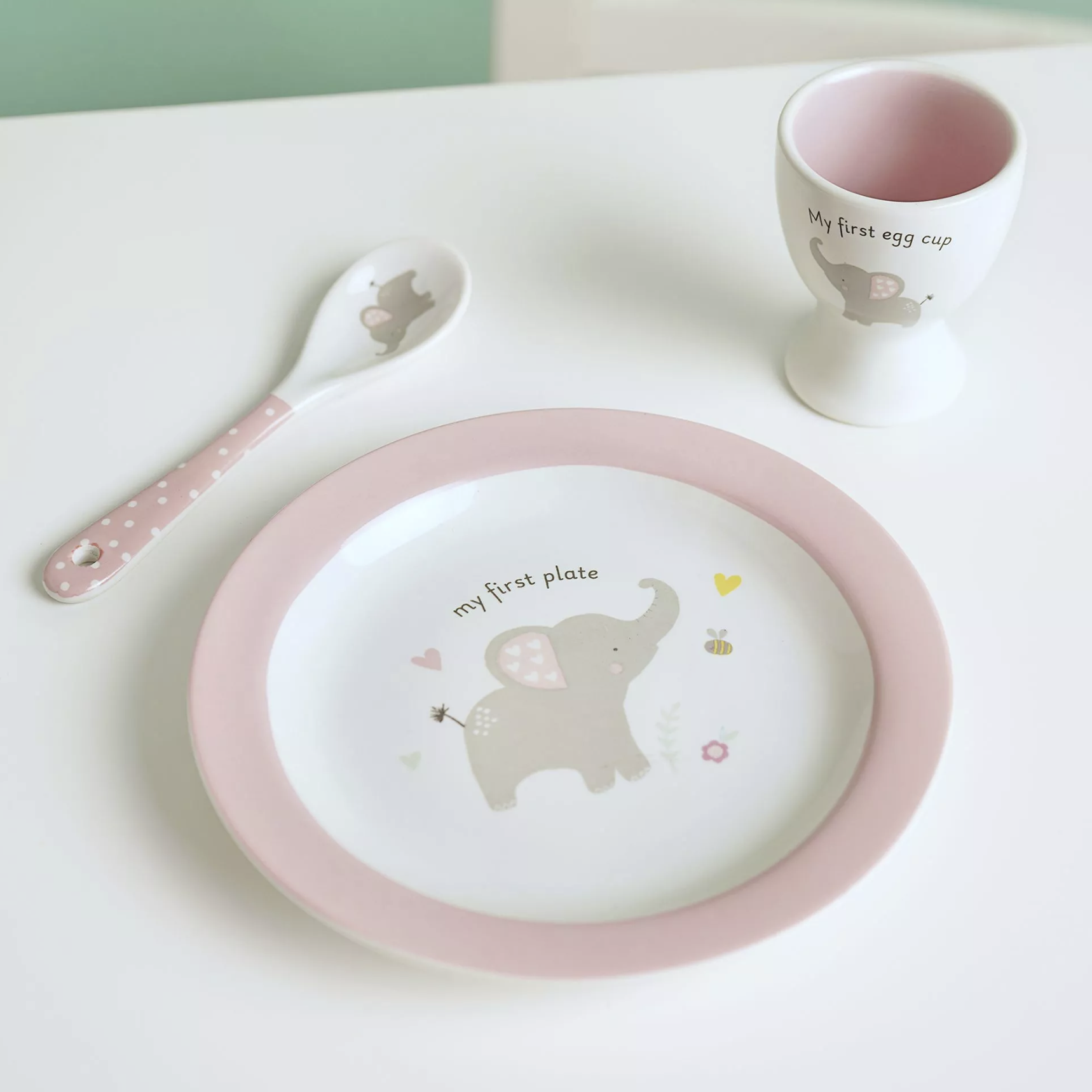 Bowl, Egg Cup & Spoon Set Pink