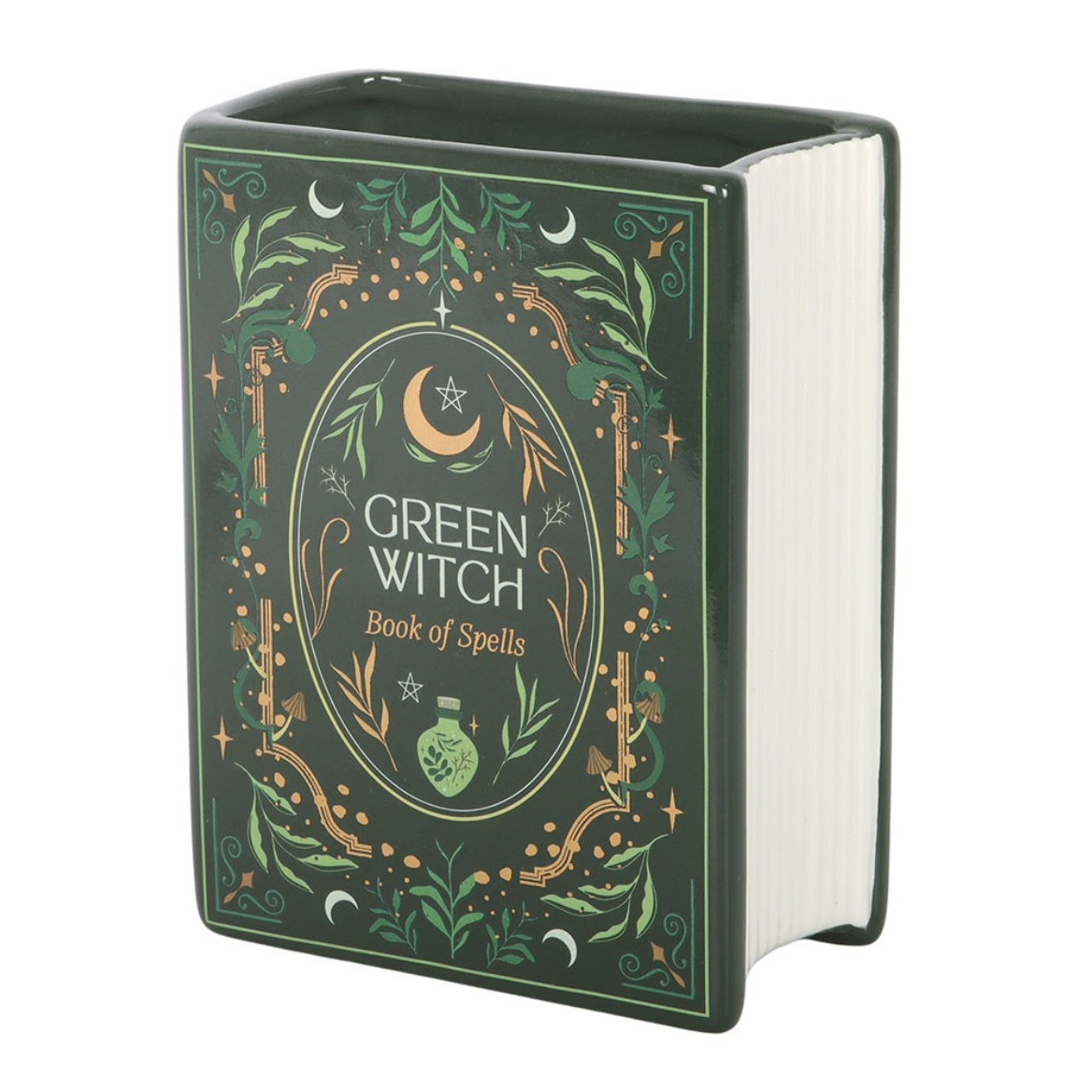 Green Witch Book Shaped Vase - Image 2