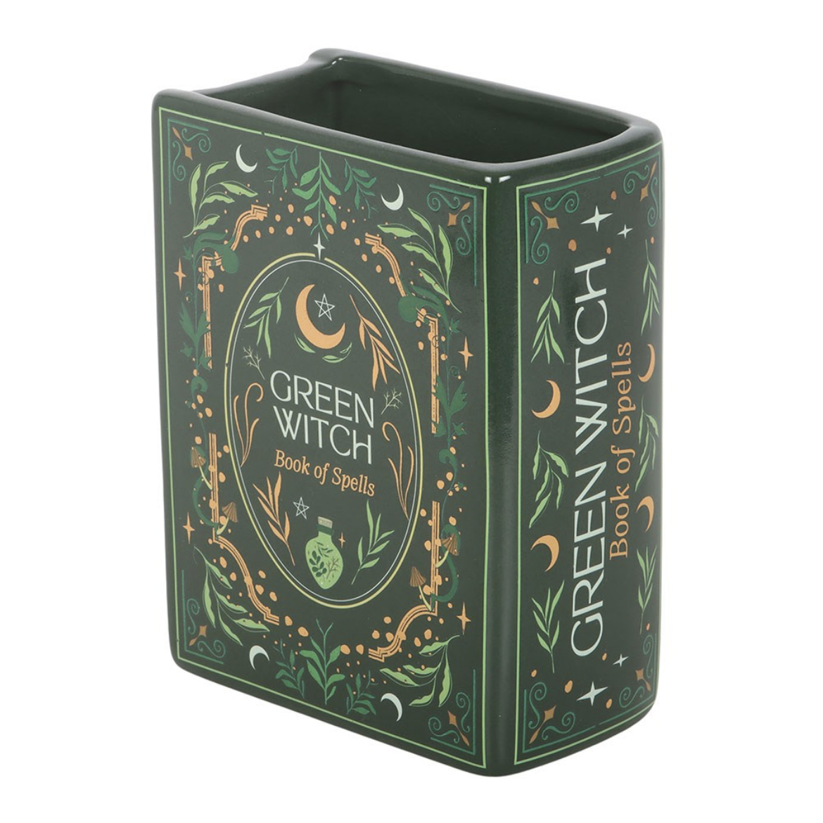 Green Witch Book Shaped Vase - Image 3