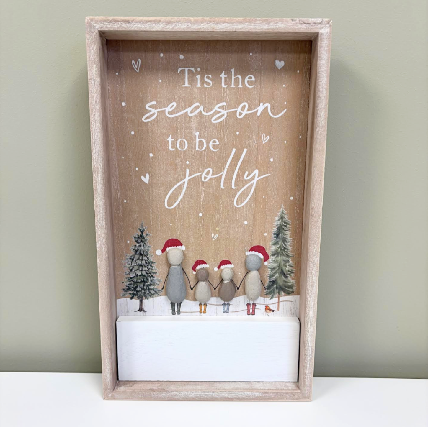 Festive Pebble Framed Plaque