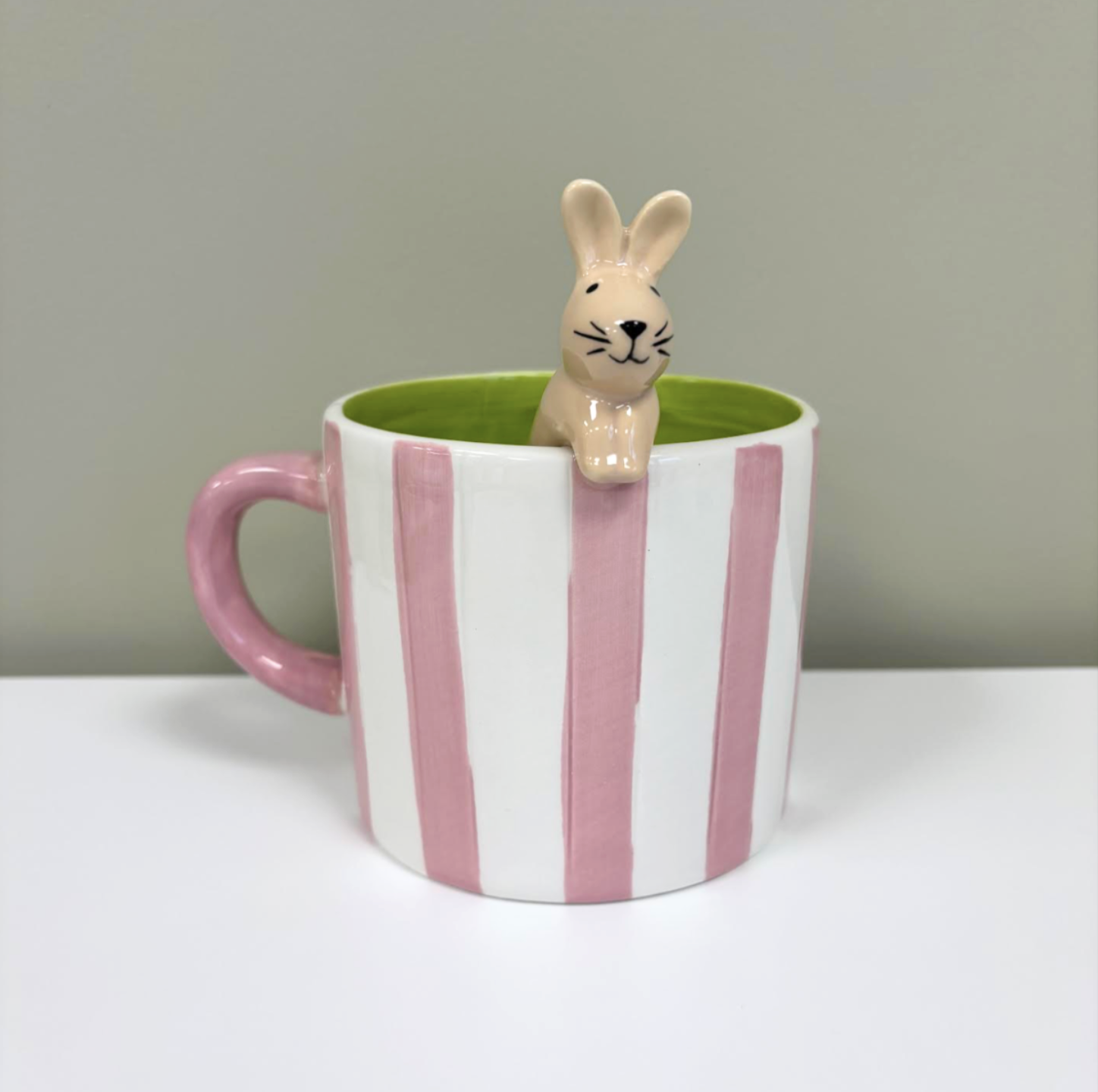 Pink Stripe Rabbit Mug